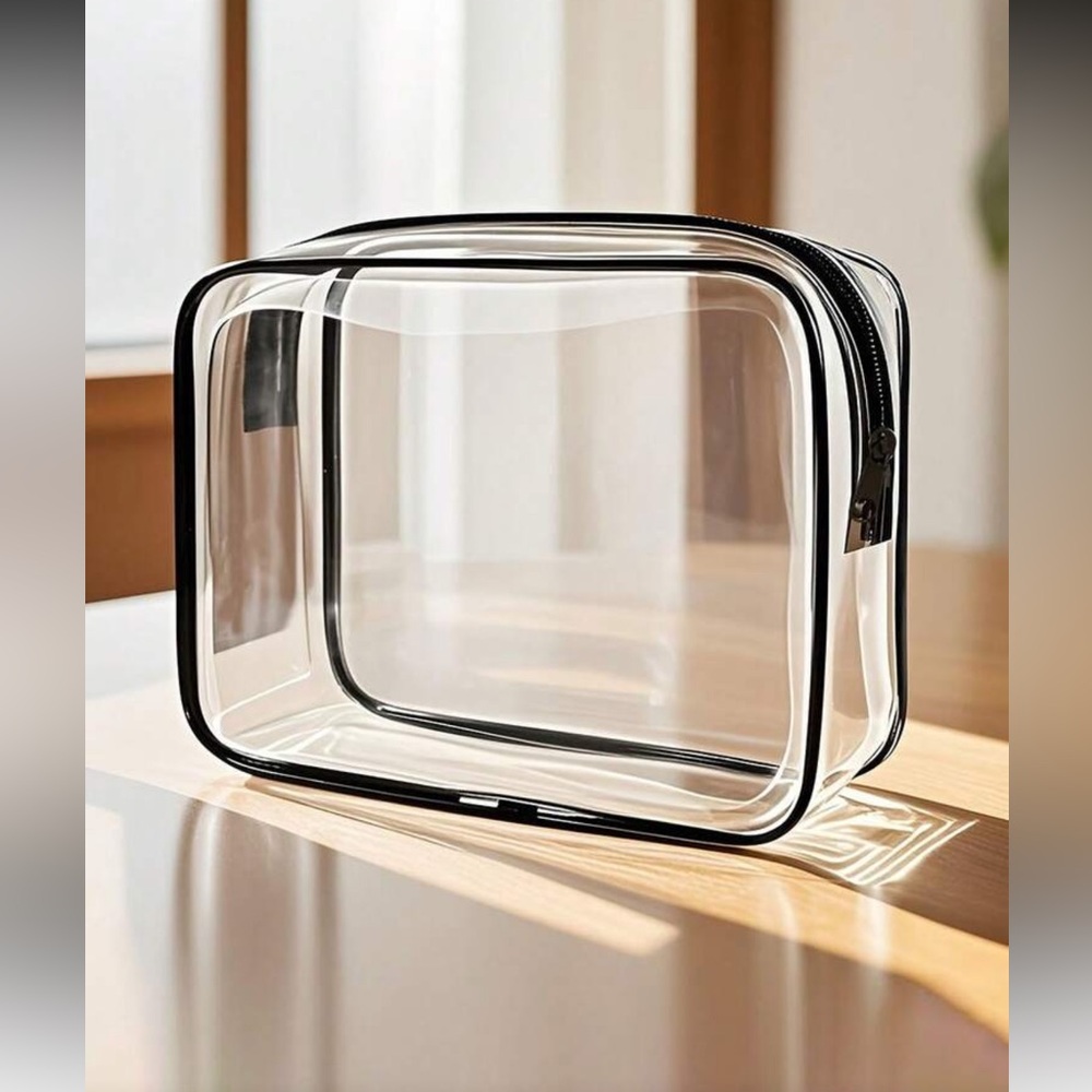 SHEIN Transparent Makeup Organizer with Black Edges
